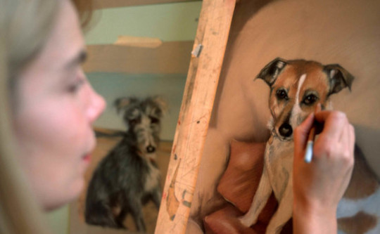 Artist creating a portrait