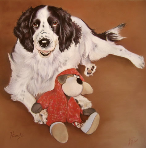 Additional features to a portrait - dog seen here with toy